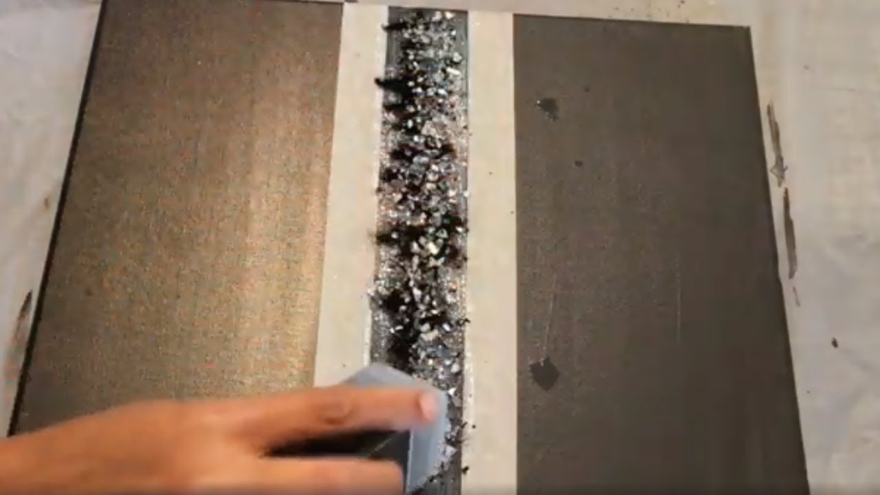 DIY Gray and Black Crushed Glass Wall Art | Masking tape abstract painting
