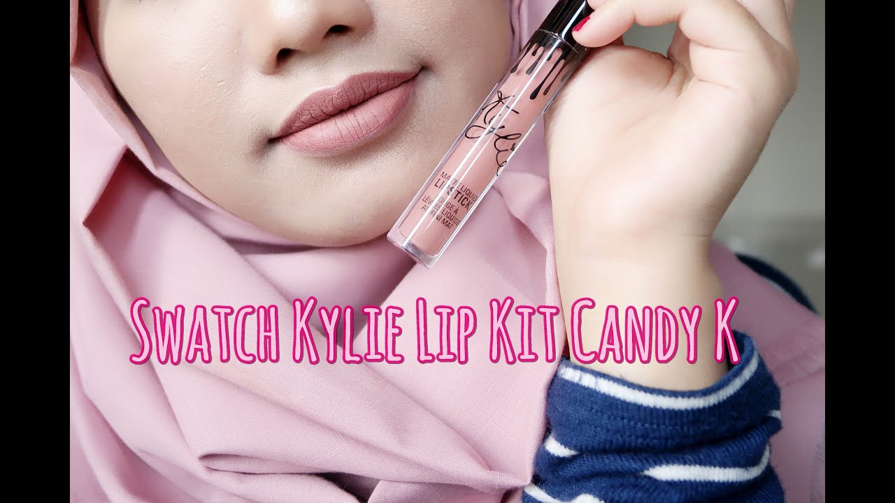 Swatch Kylie Lip Kit Shade Candy K on Hijaber | monicadnj