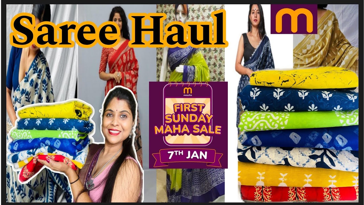 meesho-saree-haul-starting-at-200-cotton-mulmul-saree-collection
