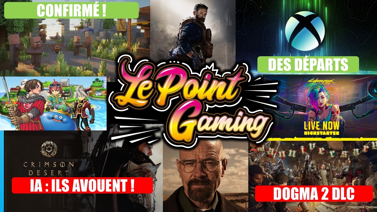 🔥ACTU GAMING DU JOUR (23/3): Crimson Desert et IA, Minecraft Dungeon 2, IA dans Dragon Quest, etc..