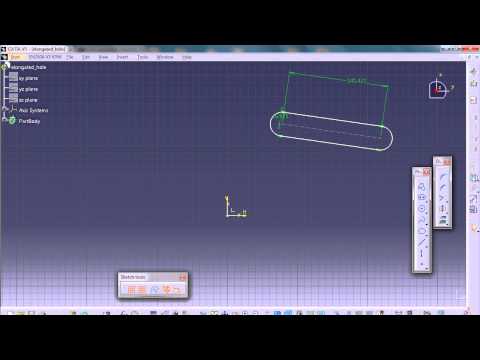 CATIA V5 Basic Sketching Tutorial 4- Elongated hole