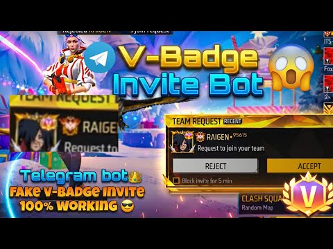 New V Badge Invite Telegram Bot GARENA FREE FIRE ALL SERVER WORKING 