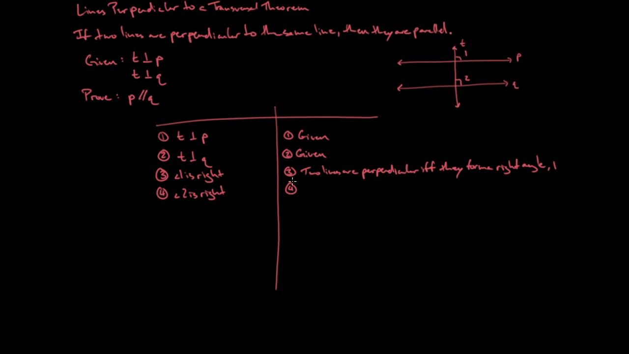 Lines Perpendicular to a Transversal Theorem YouTube