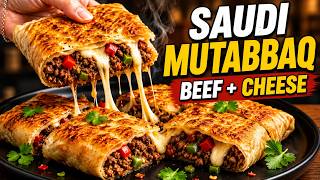 Saudi Mutabbaq with Beef & Melted Cheese – Crispy Street Food Recipe
