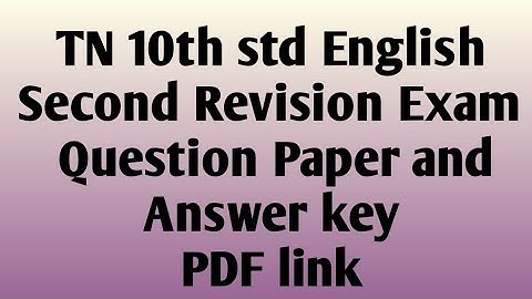 TN 10th std |second revision exam 2022|English Question paper and answer key|PDF link  @ High tech