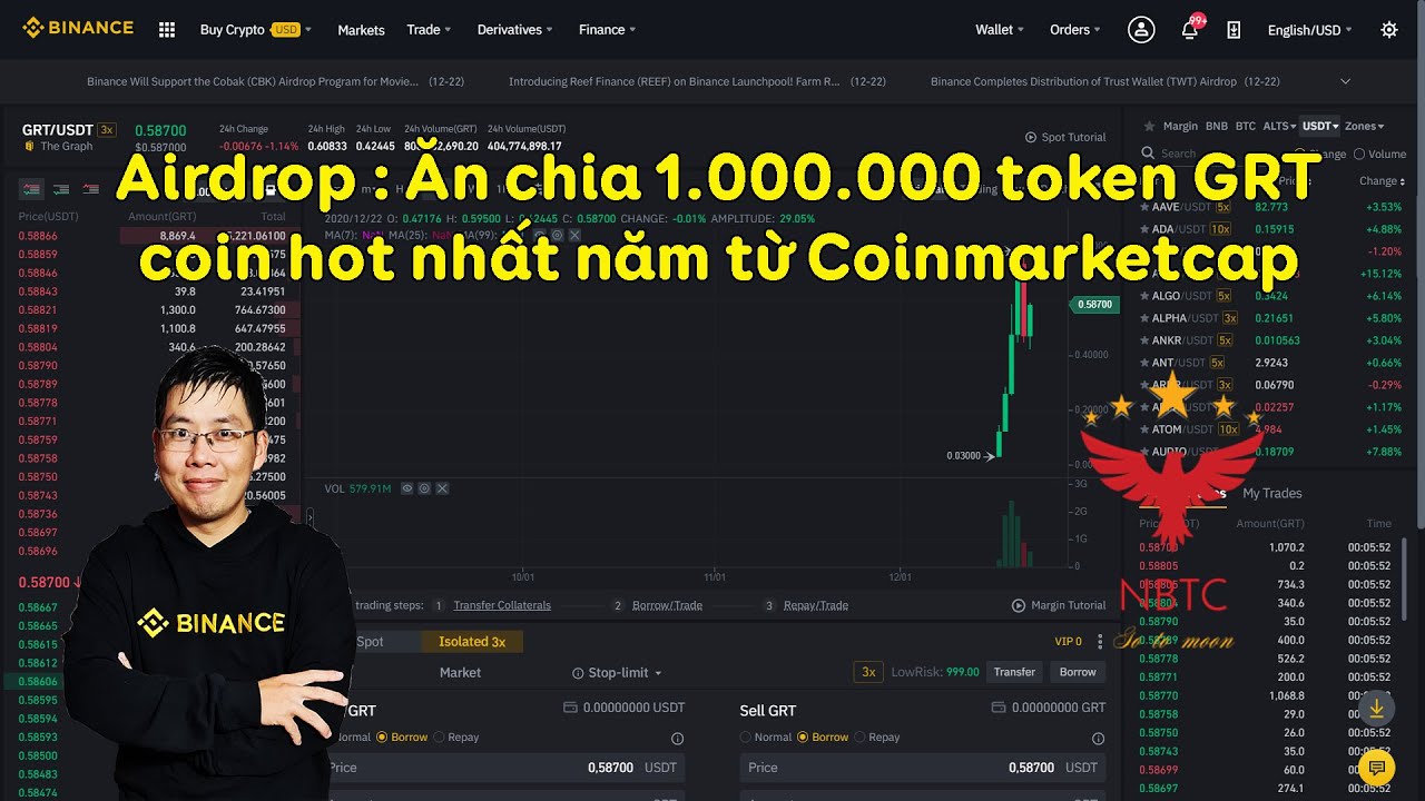 Hướng dẫn tham gia airdrop Coinmarketcap ăn chia 1.000.000 token GRT