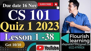 CS101 Quiz 1 2023 / CS101 Quiz 1  Solution 2023/ CS101 Quiz 1 Fall  2023/ CS101 Quiz 1 Solved 2023