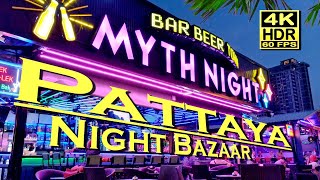 Pattaya Night Bazaar - Nightlife, Food, Bars 4K 60fps HDR (UHD) 💖 Walking Tour 👀 Thailand 🇹🇭