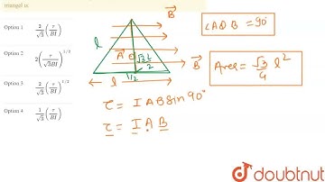 A coil in the shape of an equilateral triangle of side l is suspended between the pole pieces of...