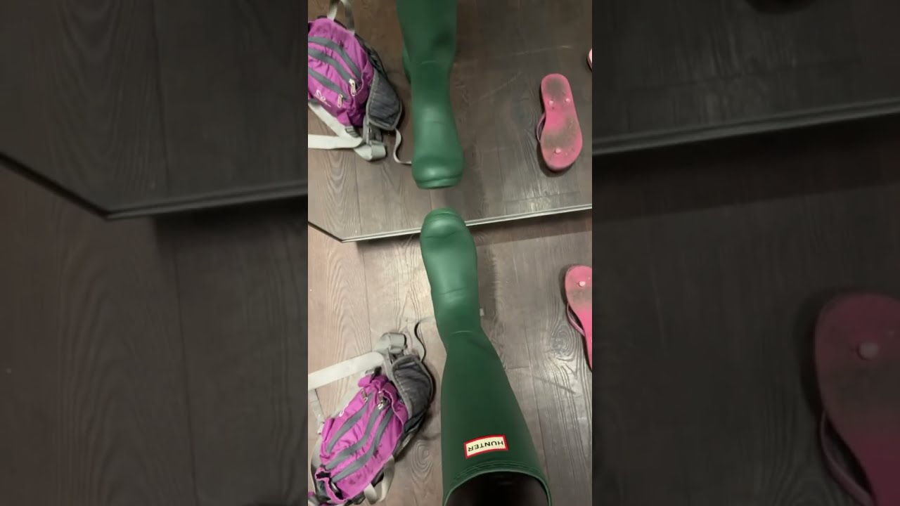 Trying on wellies in tk maxx