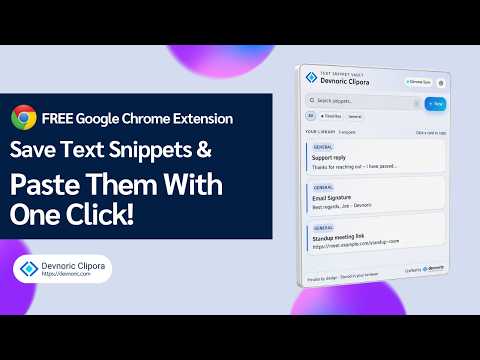 Devnoric Clipora — Save Text Snippets & Paste Them With One Click | Free Chrome Extension