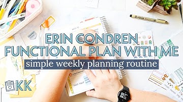 Erin Condren Functional Plan with Me Monthly Planner Simple Minimal Week on One Page Weekly Overview