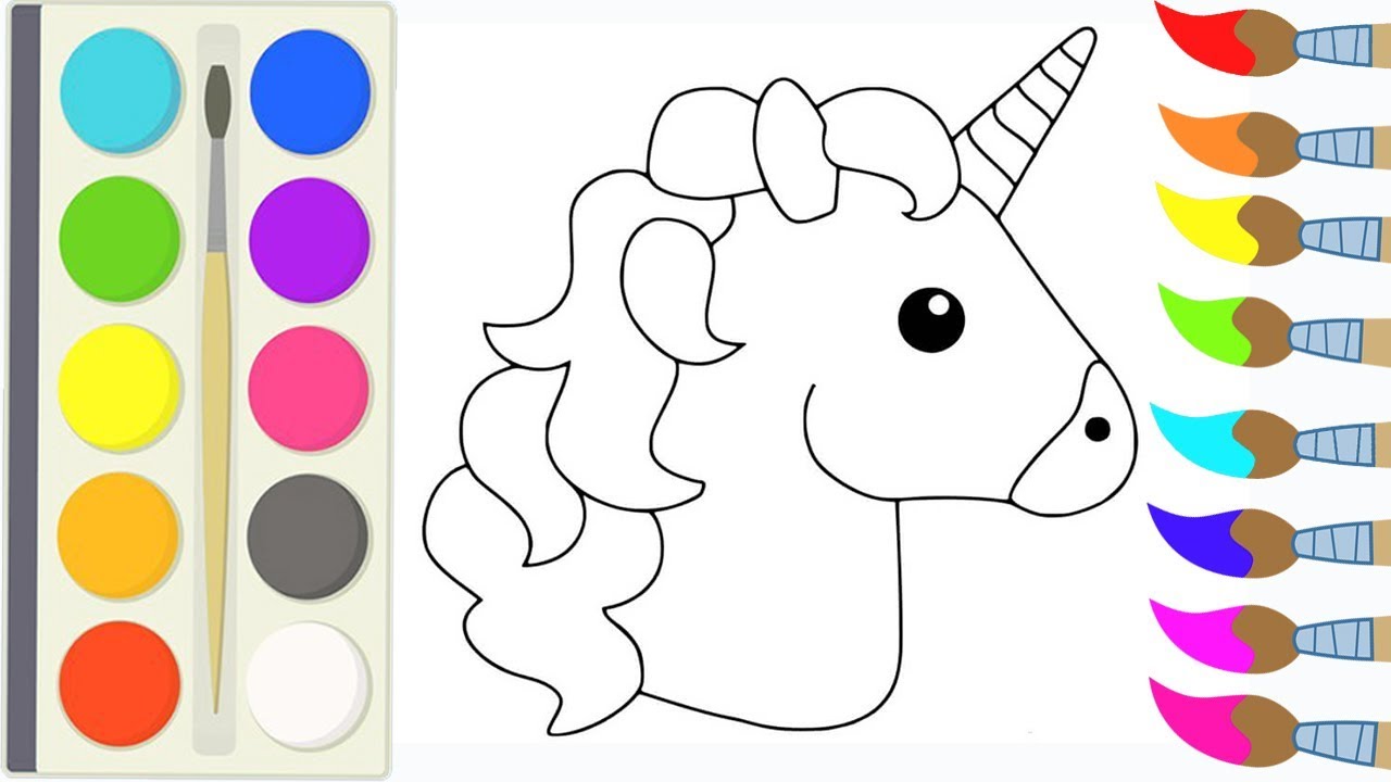 How To Draw Unicorn Coloring Pages For Kids Art Colors For Children Paint Colouring For Toddlers Youtube