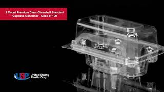 2 Count Premium Clear Clamshell Standard Cupcake Container | U.S. Plastic Corporation®