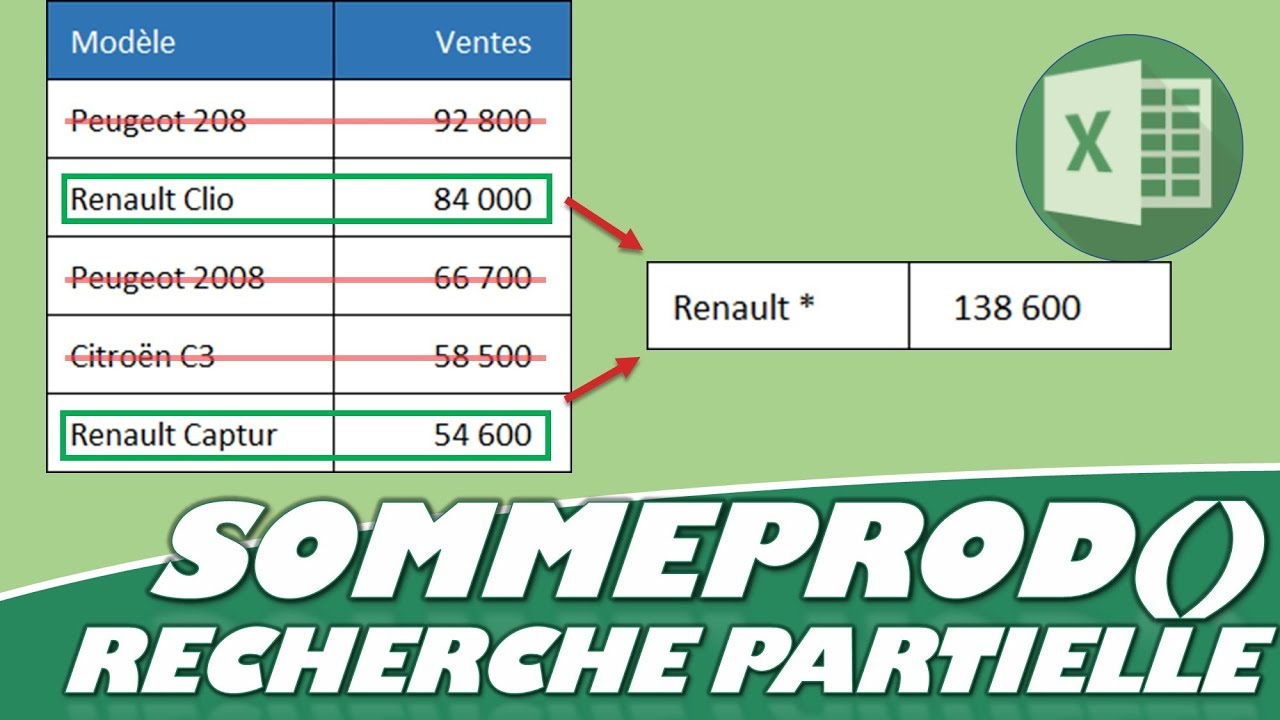 COMMENT EFFECTUER UNE SOMME AVEC UN CRITÈRE PARTIEL SUR EXCEL (FONCTION SOMMEPROD)