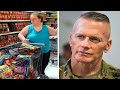 Angry army dad berates couple buying groceries with welfare