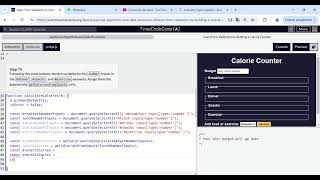 FreeCodeCamp - Aprende a validar formularios con la creación de un contador de calorías - Paso 75