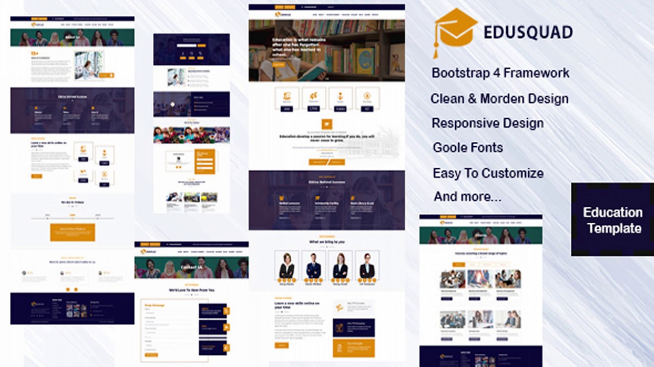 Edusquad bootstrap 4 education template themeforest website