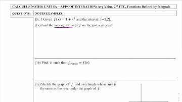Sim CALC Apps of Integration: Average Value-Example 1 (Video 2)
