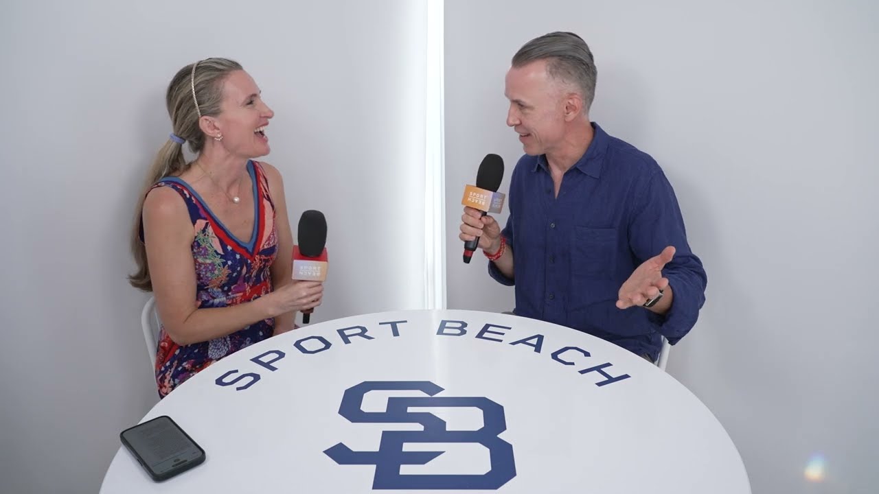 Jonathan Flesher, VP, BD & Partnerships, Reddit & Sarah Mehler in the SPORT BEACH Content Studio