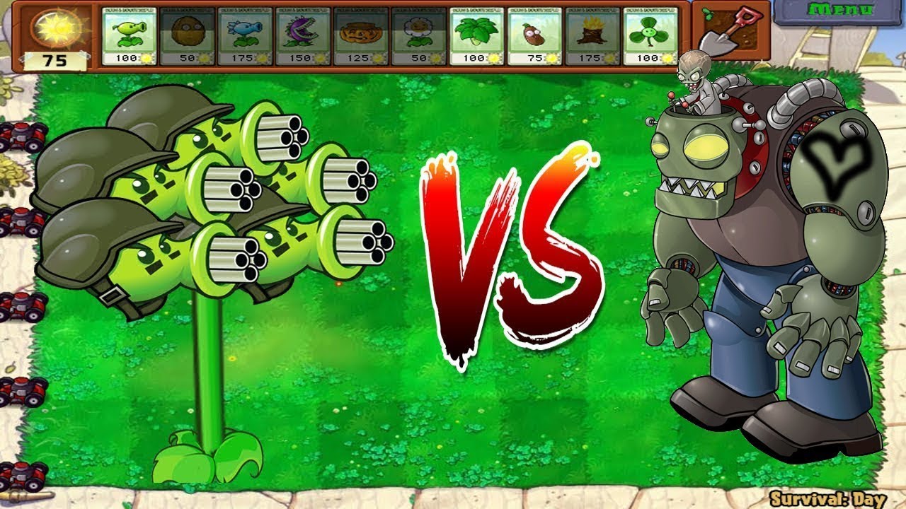Plants vs Zombies - Team Gatling Pea vs Dr. Zomboss Fight - YouTube