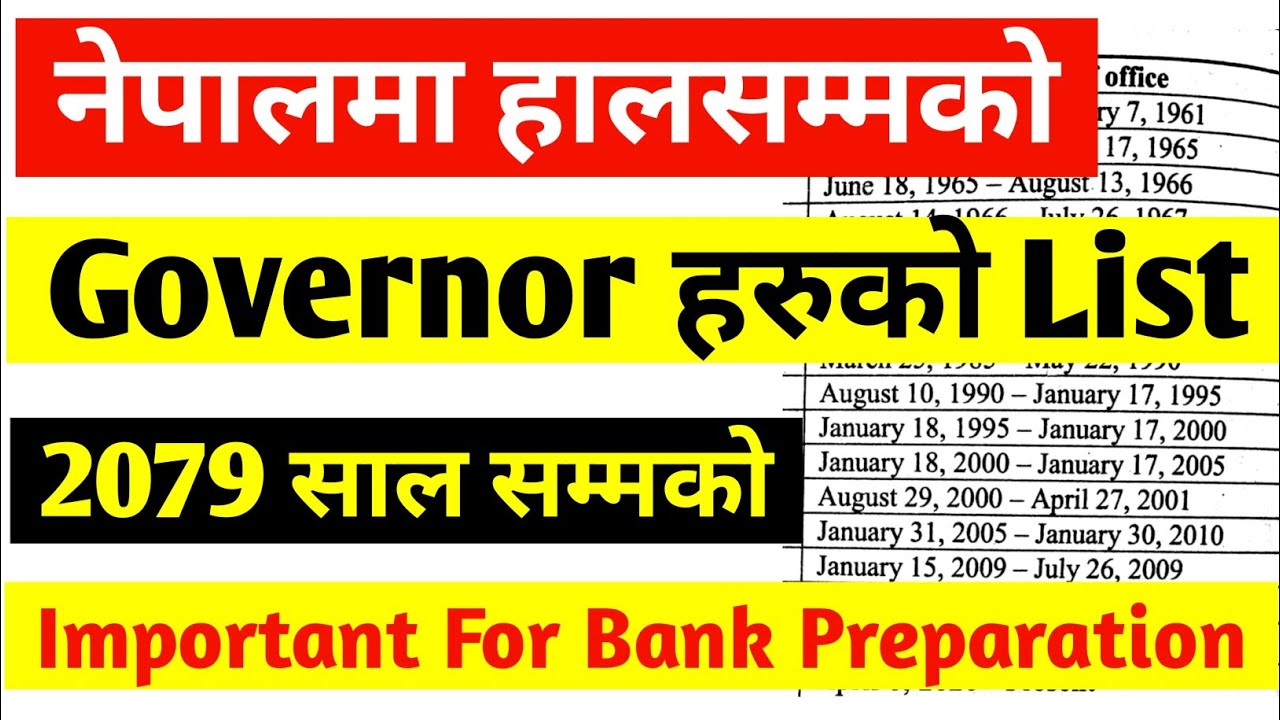 All Governors of Nepal Total number of Governors NBL Gold Tester