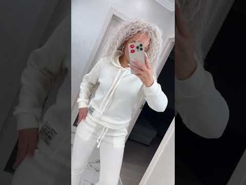 Стильний жіночий теплий прогулянковий костюм - кофта з капюшоном і штани (Розміри S,M,L), Білий, видео 1