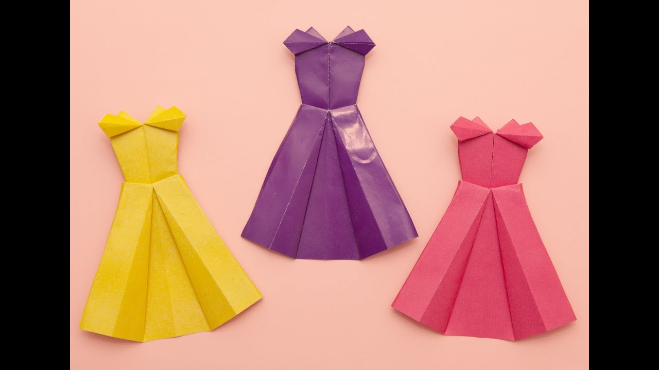 Origami dress | Paper dress for a doll | Origami Princess Dress DIY ...