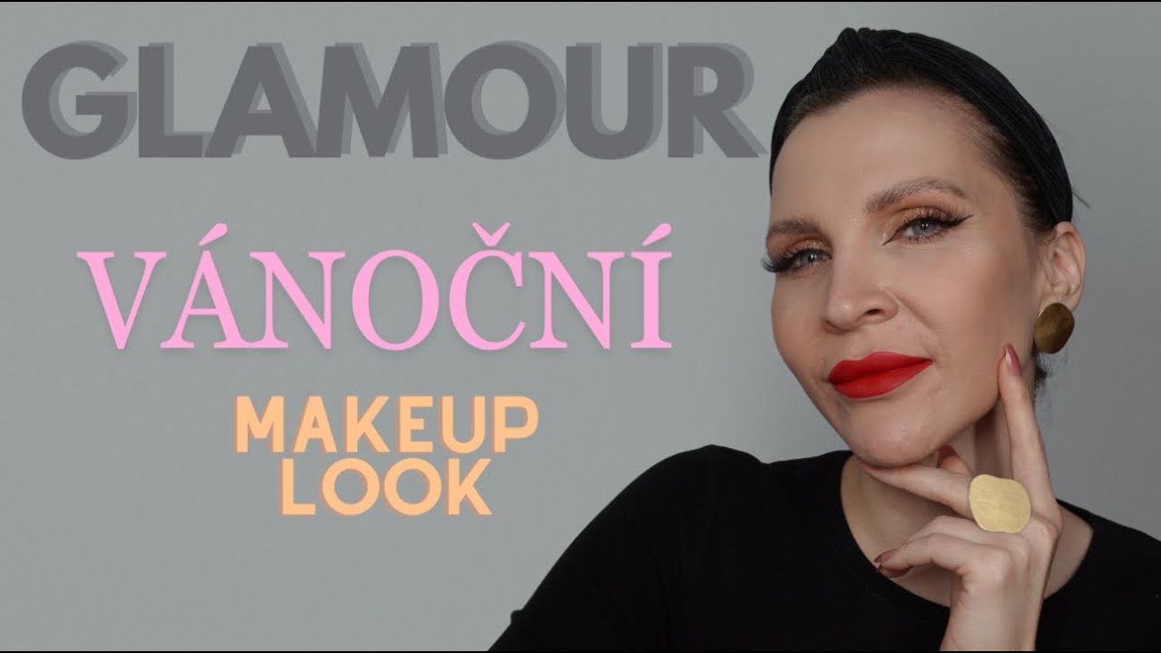 Glamour makeup look na Vánoce - červená rtěnka,mega řasy