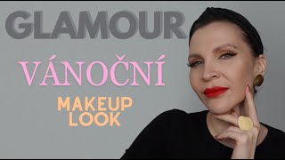 Glamour makeup look na Vánoce - červená rtěnka,mega řasy