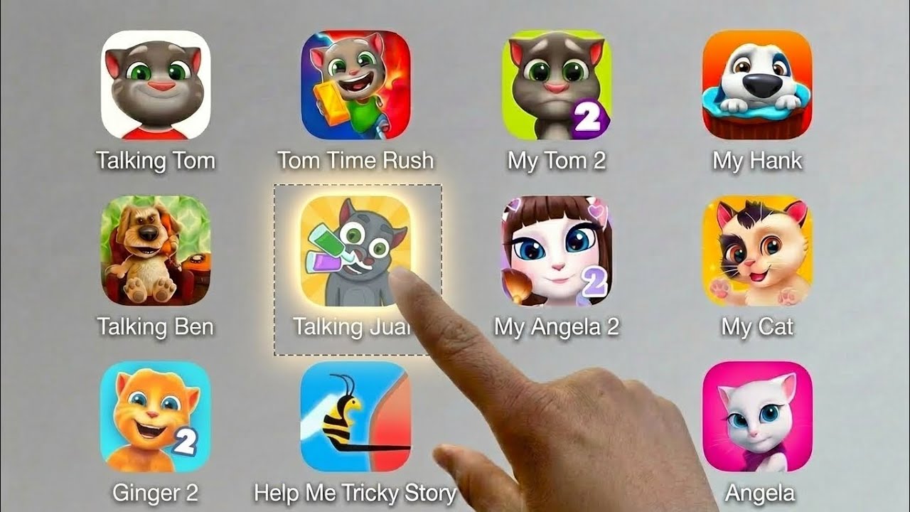 Talking Tom, Tom Time Rush, My Tom, My Hank, TaIking Ben, TaIking Juan, Angela, My cat, Ginger2