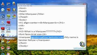 Working with Marquee to move Text in HTML (Lesson-7)