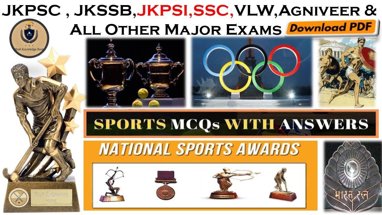Most Important MCQs Of Sports & Awards Banking Defence JKPSI
