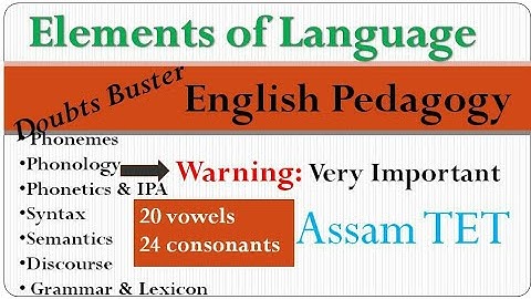 Elements of Language| Phonology, Phonemes, Phonetics, Syntax, Lexicon etc English Pedagogy|Assam TET
