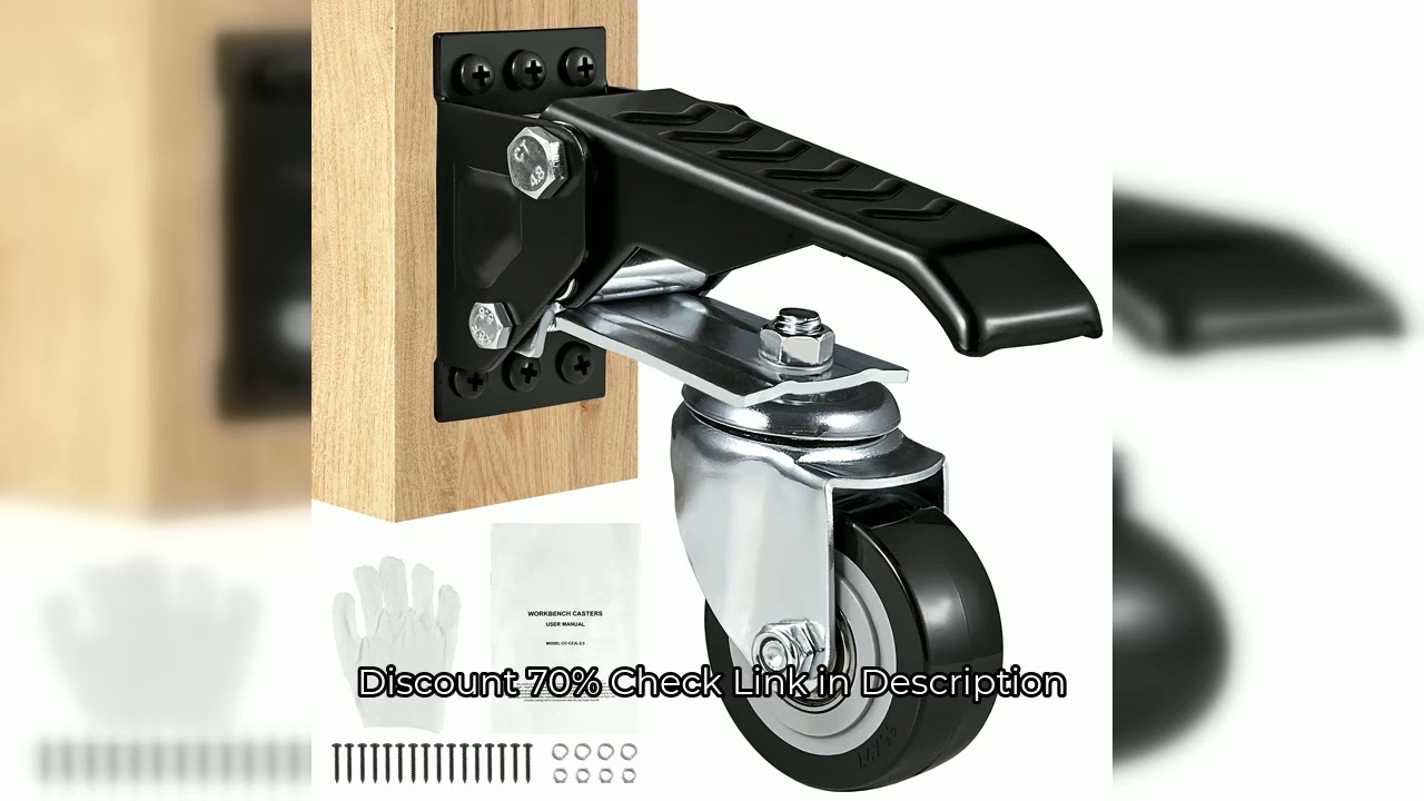 SucceBuy 165 lbs 2.5" Set of 4 Workbench Caster Wheels Side Mounted Retractable Stepdown Wheel 360°