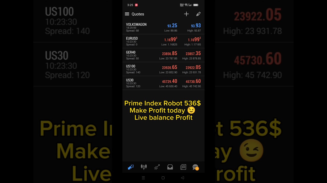 Prime Index My AI Robot 536$ Today Make Profit in Live balance Deposit Amount 435$Total Profit 4775$
