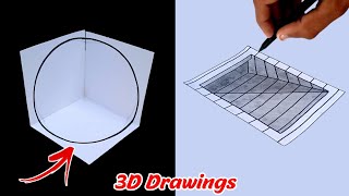 3 Easy 3D Drawing Tutorials - Easy 3D Illusion Drawing Tutorial