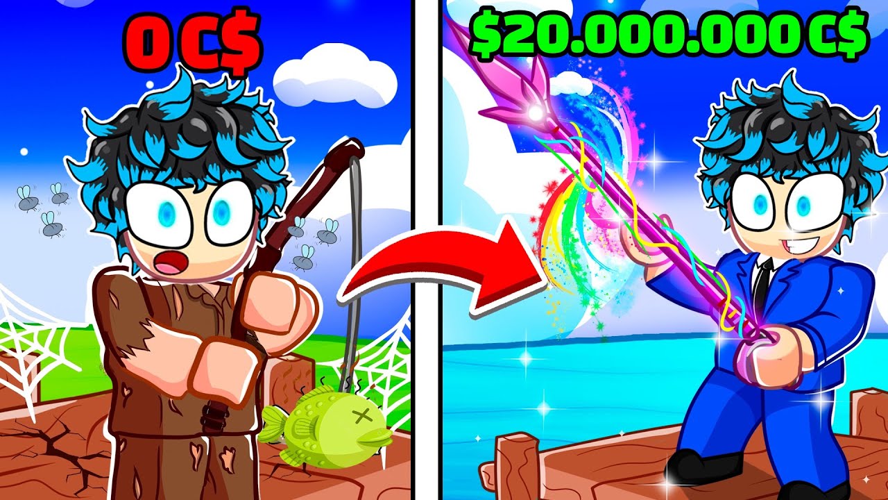 Going From NOOB ROD To BEST ROD In Roblox Fisch...