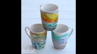 Alcohol Ink Art on Ceramic Mugs Tutorial from Doodlecraft