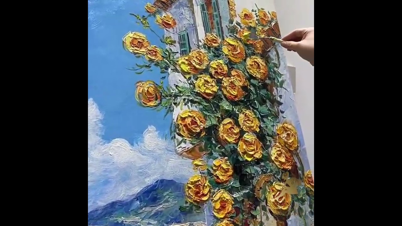 3パネル 『青い花束 Lサイズ』 油彩画 インテリア モダン アート