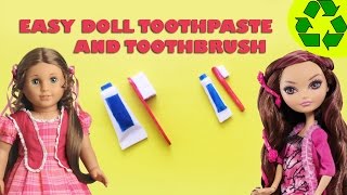 How to make a DOLL TOOTHBRUSH AND TOOTHPASTE - Easy Doll Crafts - simplekidscrafts