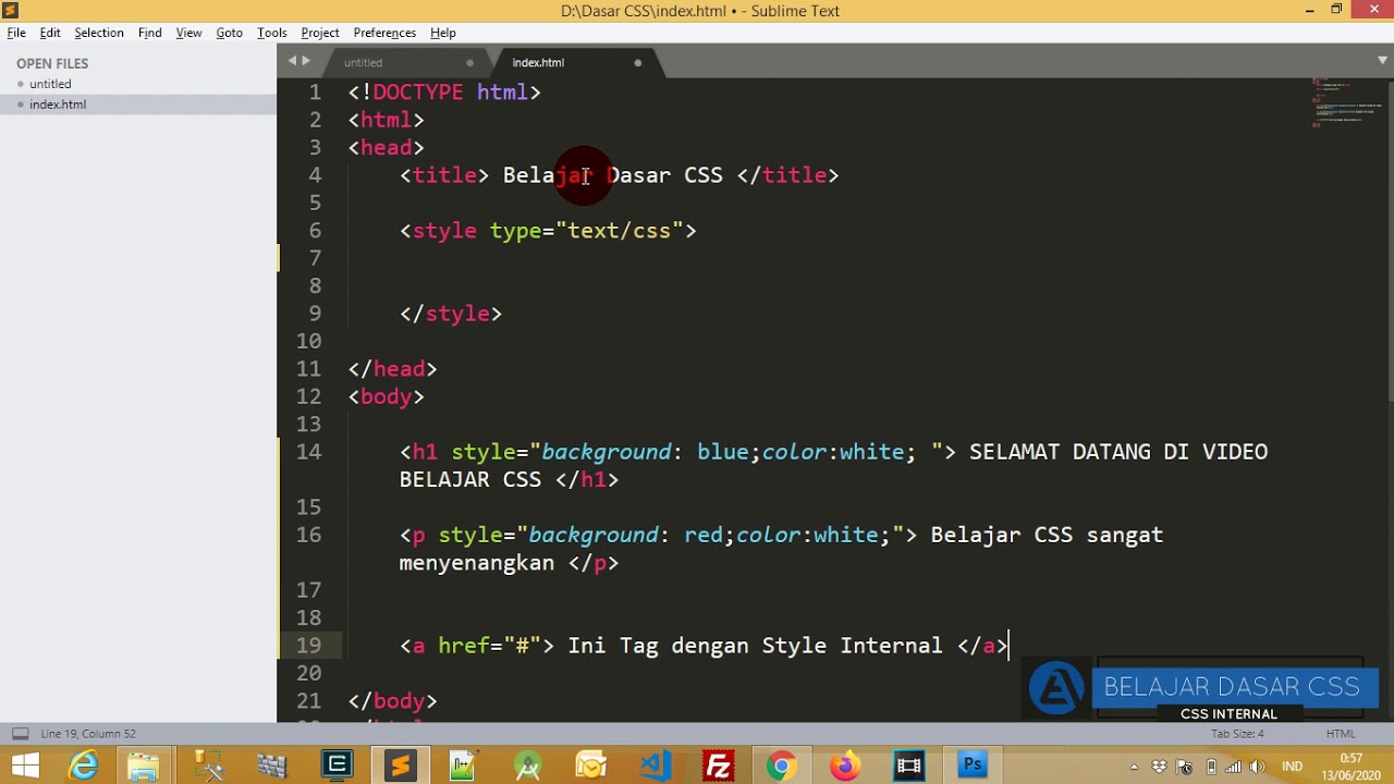 Dasar CSS : 5. CSS Internal - YouTube