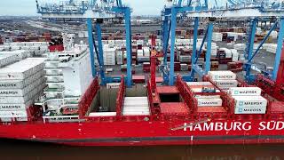 Aerial Timelapse Cargo Ship Loading and Unloading - Port of Philadelphia