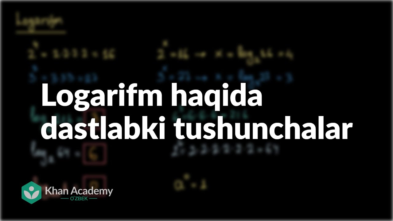 Logarifm haqida dastlabki tushunchalar | Logarifmlar | Algebra 2