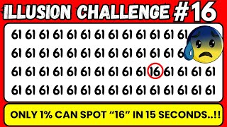 Illusion Challenge Level 16 By Mindful Mosaic 2.0 - Only Genius Can Find the hidden number 16