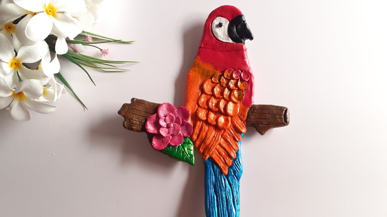 parrot wall hanging Diy bird wall hanging Diy parrot clay craft
