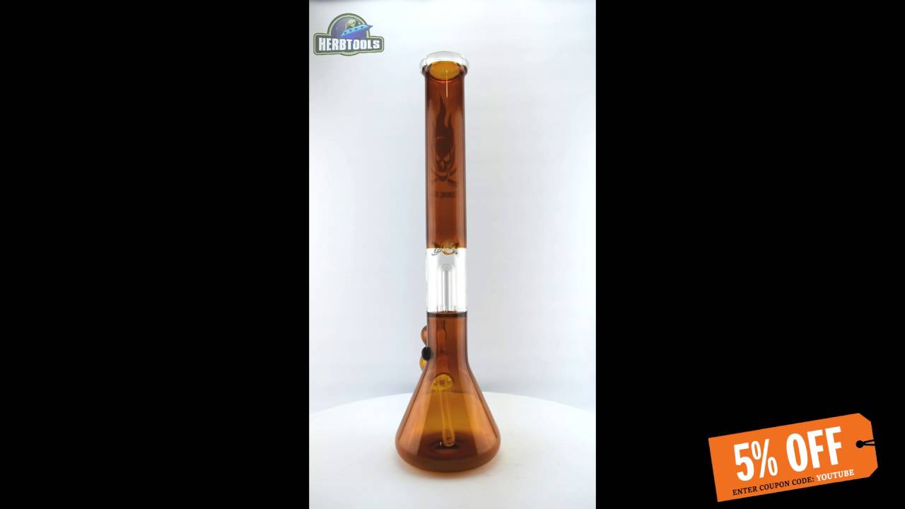 BLACK LEAF FLAMING SKULL BONG [HD] [HERBTOOLS]