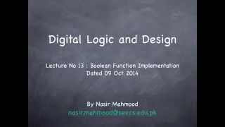 Lecture No 13 Boolean Function Implementation - Digital Logic Design