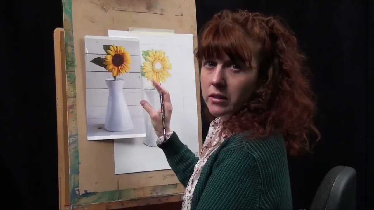 Coloured pencil textures course part 18 - sunflower