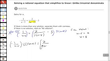 Solving a rational equation that simplifies to linear: Unlike binomial denominators